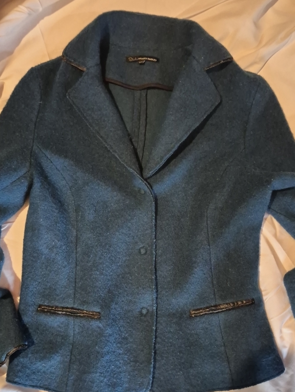 Hilary Radley Teal Wool-Blend Blazer Jacket